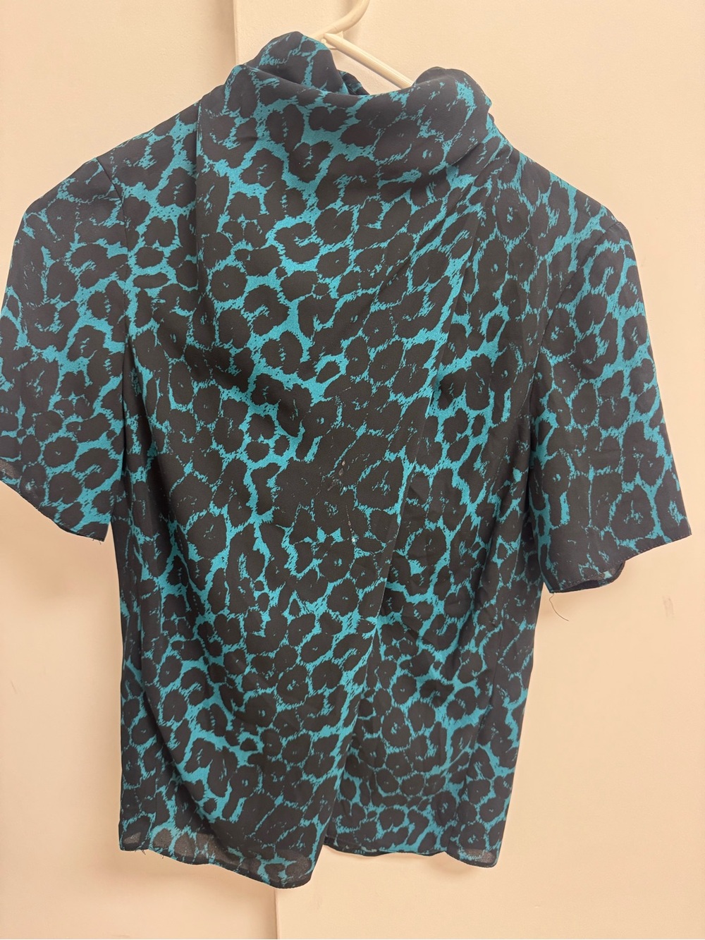 ASOS Teal and Black Short Sleeve Animal Print Top
